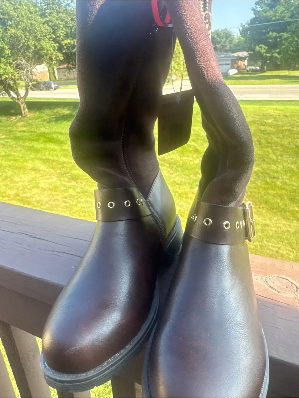 Kids Brown Suede and Leather Buckle Boots